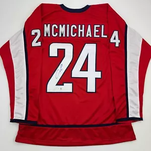 Autographed/Signed Connor McMichael Washington Red Hockey Jersey Beckett BAS COA - Picture 1 of 4