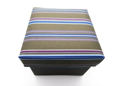 Nuevo conjunto de corbata, pañuelo y gemelos Clericci Classic para hombre azul oliva a rayas Foto 1 de 4