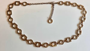 Women’s Gold Vintage Jewelry Square Circle Choker Chain Necklace - Picture 1 of 6
