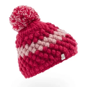 Spyder Brrr Berry Beanie Girls Cerise Petal Pom Fleece Lined Cozy Fuzzy ERK1346 - Picture 1 of 8