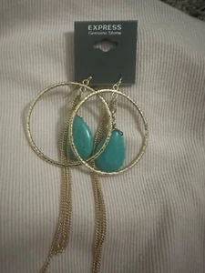 Express REAL GENUINE Stone Statement Earrings Cowgirl Western Earrings - Picture 1 of 3