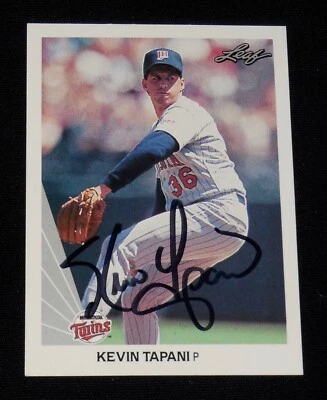 KEVIN TAPANI AUTOGRAPHED 1990 LEAF BASEBALL CARD (MINNESOTA TWINS) — 第 1/2 张图片