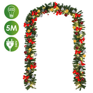 Weihnachtsgirlande Tannengirlande LED Lichterkette für Außen 5M Girlande