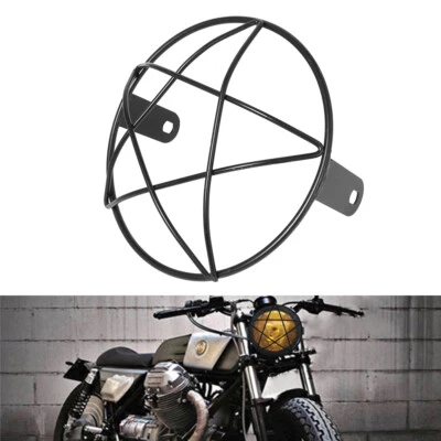 Cubierta de lámpara de faro de 7"" de montaje lateral de parrilla retro para motocicleta se adapta a Café Racer Foto 1 de 4