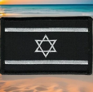 White Black Star of David Israeli Flag of Israel Patch Fits For VELCRO® BRAND Lo - Picture 1 of 4
