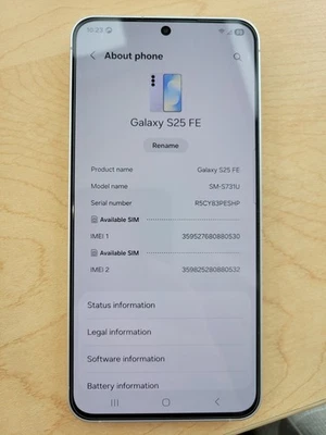 Wi-Fi/solo piezas Galaxy S25 FE azul helado 128 GB IMEI bloqueado *Tmóvil* SM-s731U Foto 1 de 4