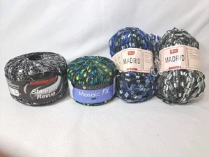 Lot Of 4 Skeins Of Various Yarn  MADRID Berroco Austermann Starlight Revue - Picture 1 of 3