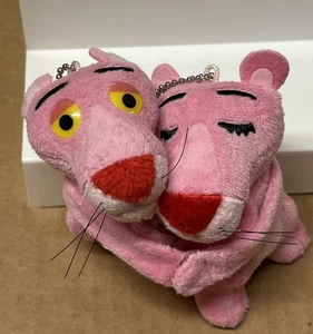 Juego de llaveros de felpa de pantera rosa vintage niño y niña sosteniendo las manos juguete de peluche L - Imagen 1 de 11