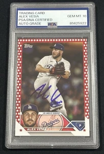 2023 Topps Update Signed Alex Vesia Independence Day /76 Card Dodger PSA 10 Auto - Picture 1 of 2