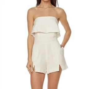 Dolce Vita Women's Nelson Romper in Optic White sz L New Linen Blend Strapless - Picture 1 of 6