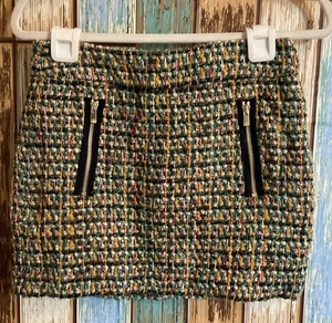 J Crew mehrfarbig Tweed Schimmer Wollmischung Mini Reißverschluss Tasche Rock Größe 0 - Bild 1 von 3