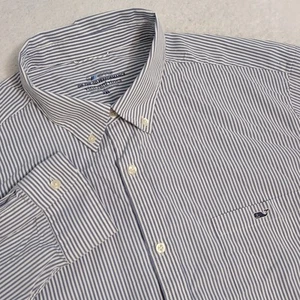 NEW Vineyard Vines 2XL Button Up Shirt Blue White On-The-Go Performance OTG - Picture 1 of 8