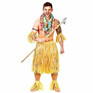 Adult HAWAIIAN ZULU Warrior Set Fancy Dress Costume Summer Party Male One Size - Picture 1 of 1