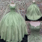 Sage Green Quinceanera Dresses Prom Ball Gowns Beaded Sweet 15 16 Paty Dresses