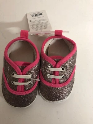 Zapatillas Carter's Bebé Niña Rosa Brillo Estilo Cuna Zapatos Talla 3-6 Meses Nuevas  Foto 1 de 2