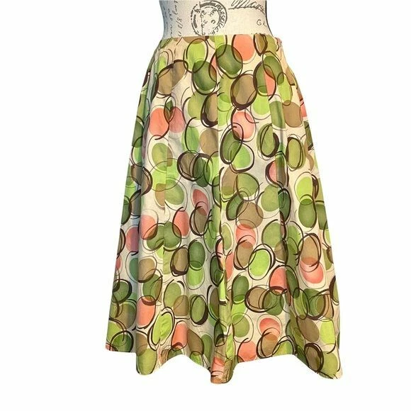 Falda midi a lunares Allison Taylor para mujer 6 verde rosa marrón iglesia Foto 1 de 4