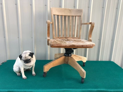 Vintage Industrial Solid Wood Swivel Rolling Office Desk Chair Banker Secretary Cover
