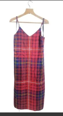 Tommy Hilfiger Uk 6 Red Tartan Silk Dress With Underslip  £200.00 - Image 1 of 4