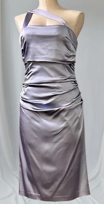 Vestido SUZI CHIN para mujer talla 6 azul/lavanda satinado seda acanalado NUEVO #39610 Foto 1 de 4