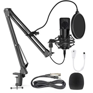 Kit de micrófono para computadora Plug & Play micrófono de podcast con soporte de brazo ajustable - Imagen 1 de 6