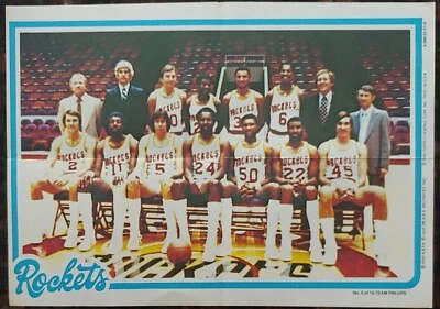 1980-81 Houston Rockets Topps NBA Team 5" X 7" Pin-Up Poster Moses Malone Rudy T - Image 1 of 4
