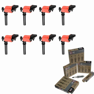 Bobina de encendido UF378 roja + bujías para Dodge Ram 1500 2500 3500 5,7 L Foto 1 de 4