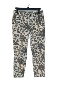 Chico's Black White Floral Print Slim Leg Crop Pants Size 2 Chico's Size 00 Soft - Picture 1 of 2