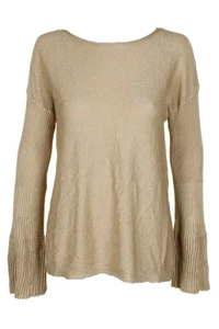 Vince Camuto Gold Metallic Robbed-Sleeve Boat Neck Sweater XL FREE SHIPPING - Picture 1 of 3
