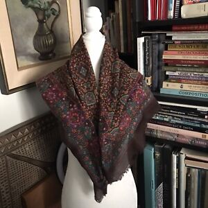 Specialty House Lg Sq 35"x 34" Polyester Geometric Multicolor Shawl Scarf Italy