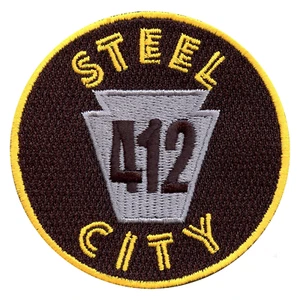 Pittsburgh Steel City 412 Embroidered Iron On Patch - Picture 1 of 2