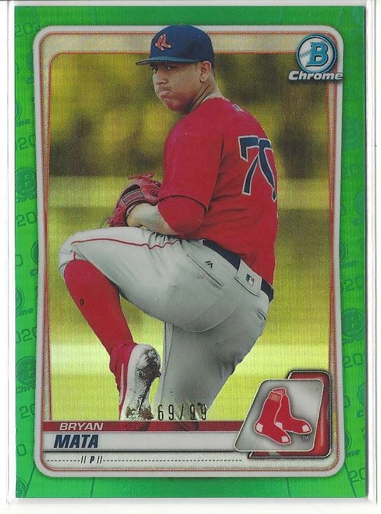 2020 Bowman Chrome Bryan Mata Green Refractor Parallel #/99 Red Sox Retail Only - Image 1 of 1