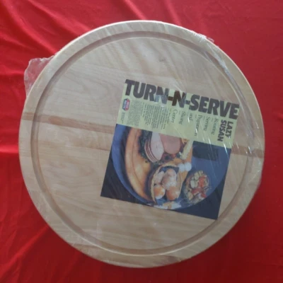 21 Inch Round Natural HardWood Groove Turntable Lazy Susan FoleyMartens New - Image 1 of 4