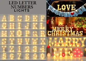 ALPHABET LED LETTER NUMBERS LIGHT UP WHITE PLASTIC LETTERS STANDING HANGING A-Z - Picture 1 of 49