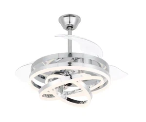 Oaks Aura Wesley 36 in. LED Chrome Retractable Ceiling Fan with Lights & Remote - Picture 1 of 10