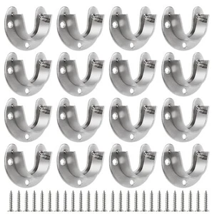 16 PCS Stainless Steel Closet Rod Brackets, 1 Inch Dia Heavy Duty Socket Flan... - Picture 1 of 7