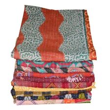 Vintage Kantha Quilt Lot 10 Pieces Handmade Embroidered Gudri Bedspread Ralli