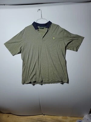 Amen Corner Mens Masters Collection Polo Sz XL Yellow Blue Striped Shirt  - Image 1 of 4