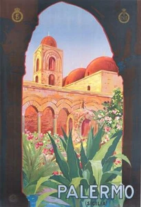PALERMO SICILY TRAVEL 1930 VINTAGE ORIGINAL Italian POSTER Italian Railways RARE - Picture 1 of 1