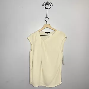 NEW Lafayette 148 Women's Size 2 Raffi Beige Silk Crepe Top - Picture 1 of 4