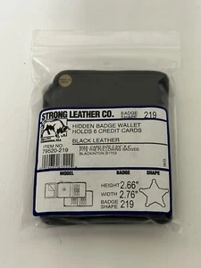 Strong Leather Black Wallet Holds Six Credit Cards & 5 Pointed Star Badge 219 - Picture 1 of 9