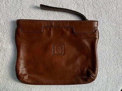 Antiga Bolsa de Mão Anne Klein Calderón Bolsa de Couro Genuíno Clutch Wristlet Oxblood - Imagem 1 de 4