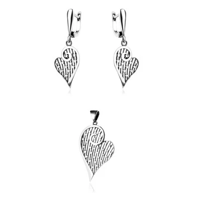 Set gioielli cuore argento sterling 925 orecchini pendenti amore regalo... - Immagine 1 di 4