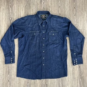 CAMICIA WESTERN VINTAGE MARCA WHITEKNUCKLER DENIM RESISTENTE Pearl Snap 2XL Made in USA - Foto 1 di 5