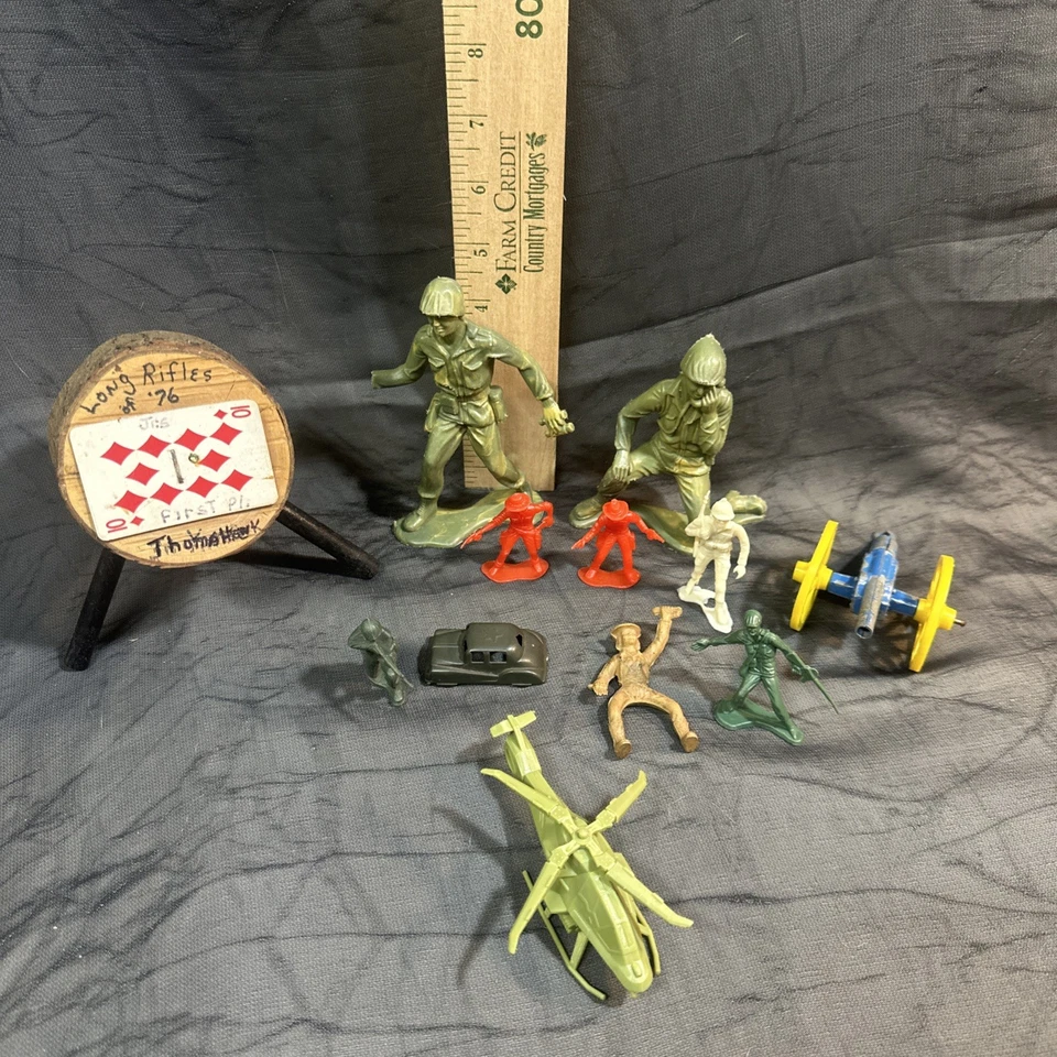 2 VINTAGE TIM-MEE TOYS GREEN PLASTIC SOLDIER LARGE ARMY MAN USA  and more - Image 1 of 4