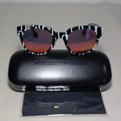 Gafas de sol McQueen MQ0068S 004 rayas negras naranja lente espejo 49-23-150 Foto 1 de 4