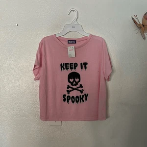 Claire’s Einheitsgröße (Small – Large) rosa Keep it Spooky Lounge Shirt neu mit Etikett - Bild 1 von 5
