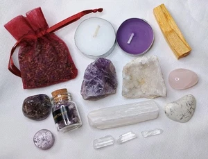 Sleep Crystal Mineral Bundle Set - Quartz, Amethyst, Selenite, Howlite, Lavender - Picture 1 of 1