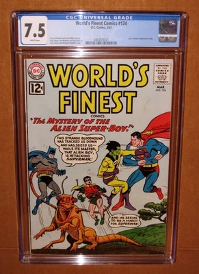 World's Finest #124 CGC 7.5 with SUPER Rare WHITE pages! 14 pix! Ships INSURED! - Image 1 of 4