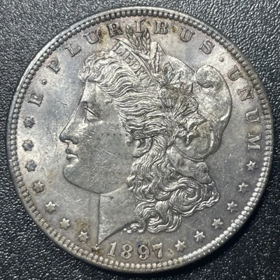 1897-P Morgan Silver Dollar $1 Uncirculated Obverse Toning - Image 1 of 2
