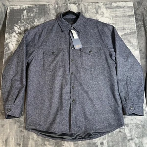 Pendleton Shirt Jacket Mens Large Blue Gray Wool Blend Lined Shacket USA Fabric - Picture 1 of 9